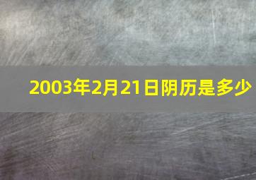 2003年2月21日阴历是多少