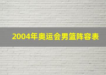 2004年奥运会男篮阵容表