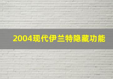 2004现代伊兰特隐藏功能