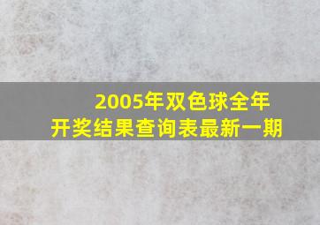 2005年双色球全年开奖结果查询表最新一期