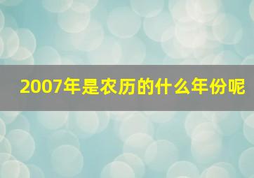 2007年是农历的什么年份呢