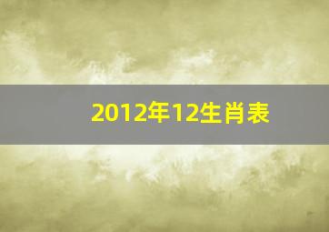 2012年12生肖表