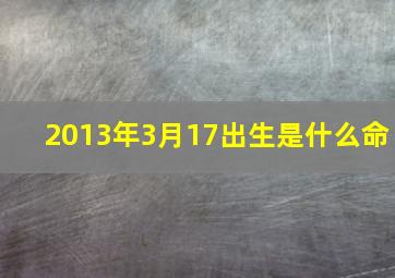 2013年3月17出生是什么命