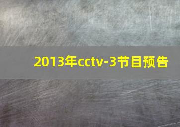 2013年cctv-3节目预告