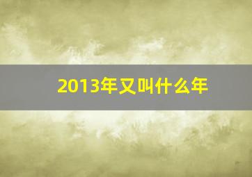 2013年又叫什么年