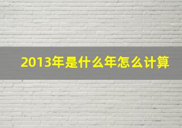 2013年是什么年怎么计算