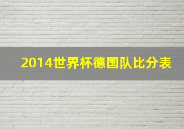 2014世界杯德国队比分表