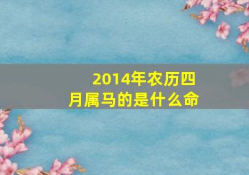 2014年农历四月属马的是什么命