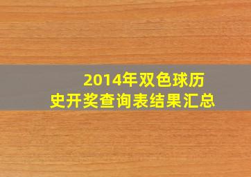 2014年双色球历史开奖查询表结果汇总