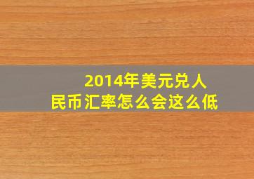 2014年美元兑人民币汇率怎么会这么低