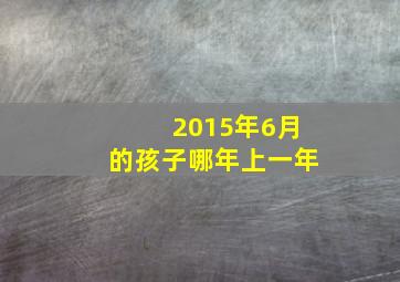 2015年6月的孩子哪年上一年