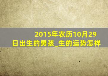 2015年农历10月29日出生的男孩_生的运势怎样