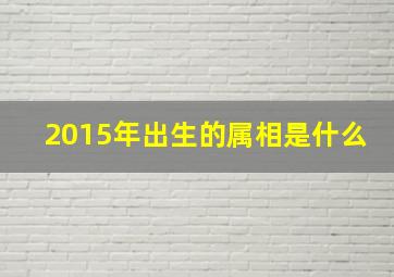 2015年出生的属相是什么