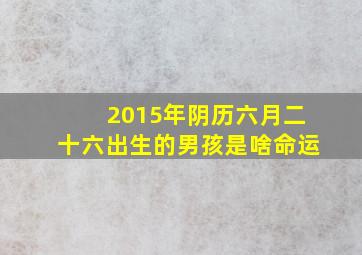 2015年阴历六月二十六出生的男孩是啥命运