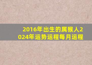 2016年出生的属猴人2024年运势运程每月运程