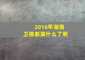 2016年湖南卫视都演什么了啊