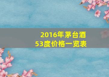 2016年茅台酒53度价格一览表