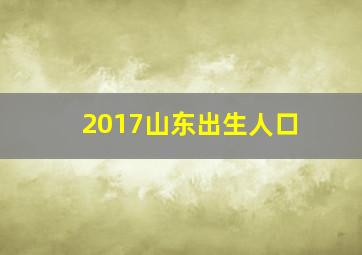 2017山东出生人口