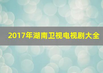 2017年湖南卫视电视剧大全