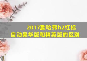 2017款哈弗h2红标自动豪华版和精英版的区别