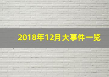 2018年12月大事件一览