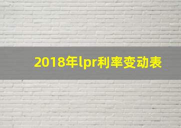 2018年lpr利率变动表