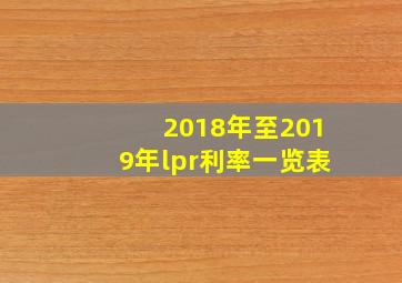 2018年至2019年lpr利率一览表