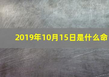 2019年10月15日是什么命