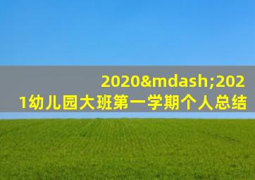 2020—2021幼儿园大班第一学期个人总结