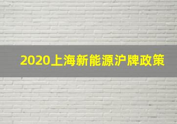 2020上海新能源沪牌政策