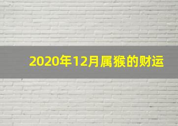 2020年12月属猴的财运