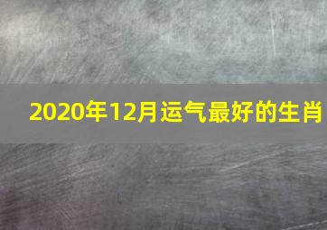 2020年12月运气最好的生肖