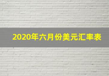 2020年六月份美元汇率表