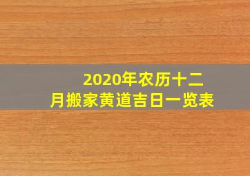 2020年农历十二月搬家黄道吉日一览表