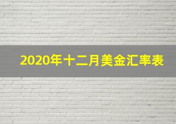 2020年十二月美金汇率表