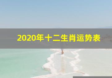 2020年十二生肖运势表