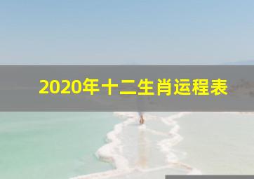 2020年十二生肖运程表