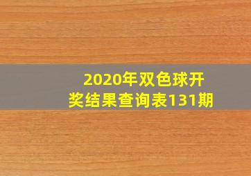 2020年双色球开奖结果查询表131期