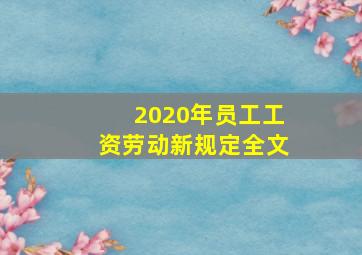 2020年员工工资劳动新规定全文