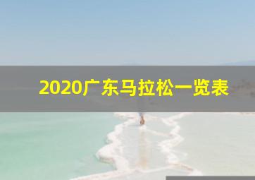 2020广东马拉松一览表