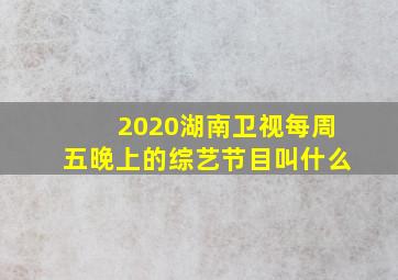 2020湖南卫视每周五晚上的综艺节目叫什么