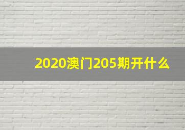 2020澳门205期开什么