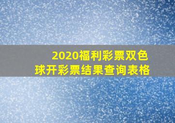 2020福利彩票双色球开彩票结果查询表格