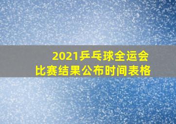 2021乒乓球全运会比赛结果公布时间表格