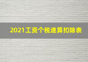 2021工资个税速算扣除表