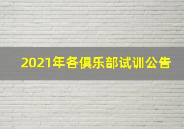 2021年各俱乐部试训公告