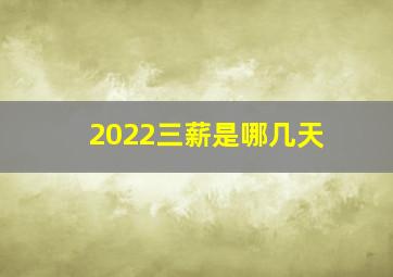 2022三薪是哪几天