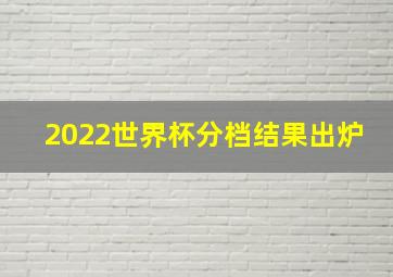 2022世界杯分档结果出炉