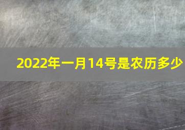 2022年一月14号是农历多少