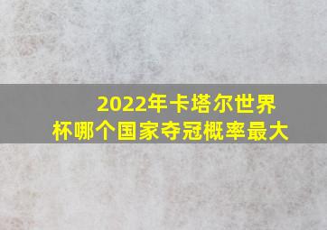 2022年卡塔尔世界杯哪个国家夺冠概率最大